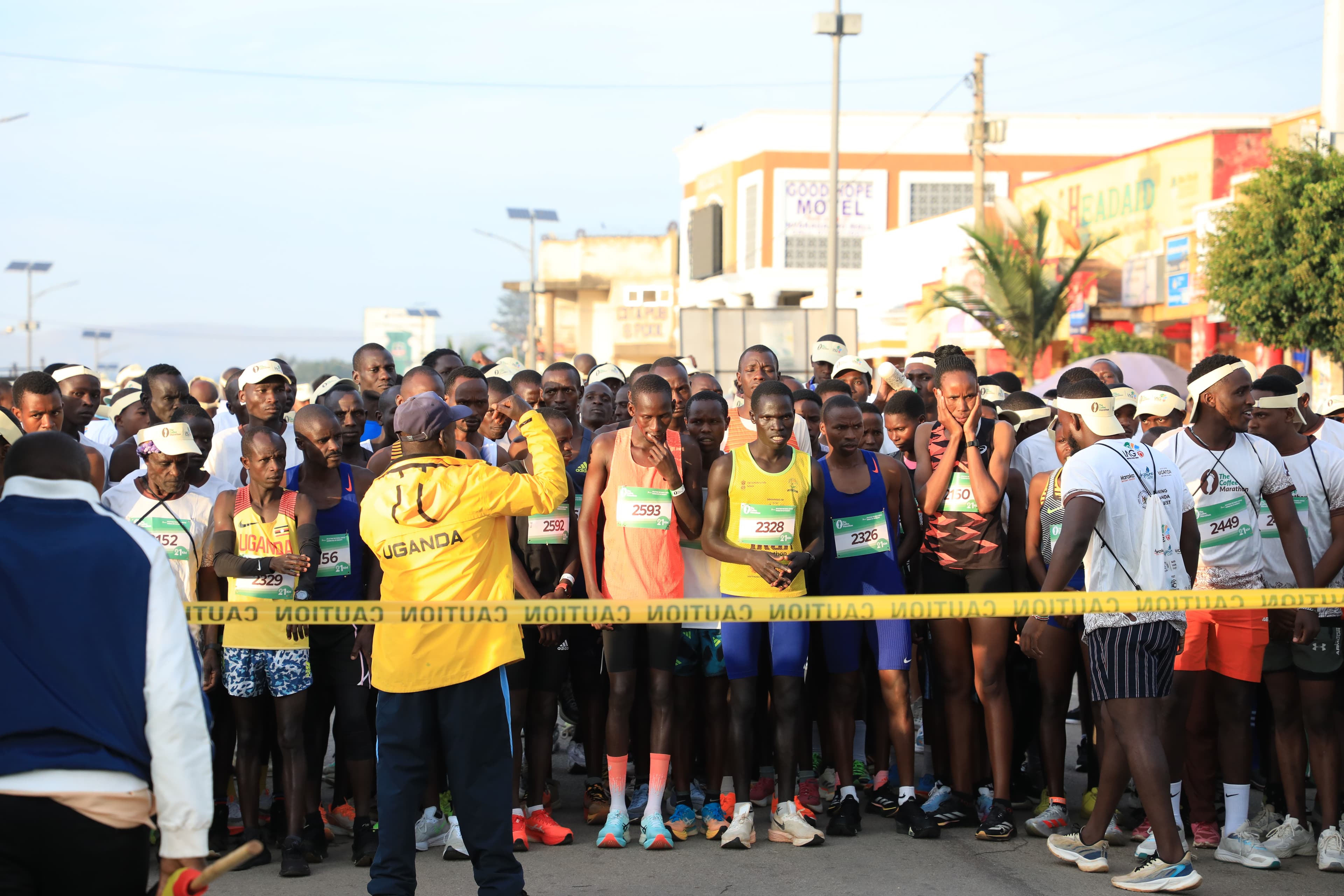 Athletes lined up at the start of The Coffee Marathon